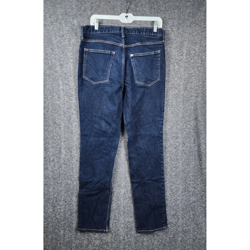 H&M Slim‎ Jeans Women 33/32 Dark Indigo Blue Stretch Denim Mid Rise Classic